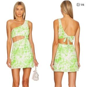 For Love And Lemons Lime One-Shoulder Dress